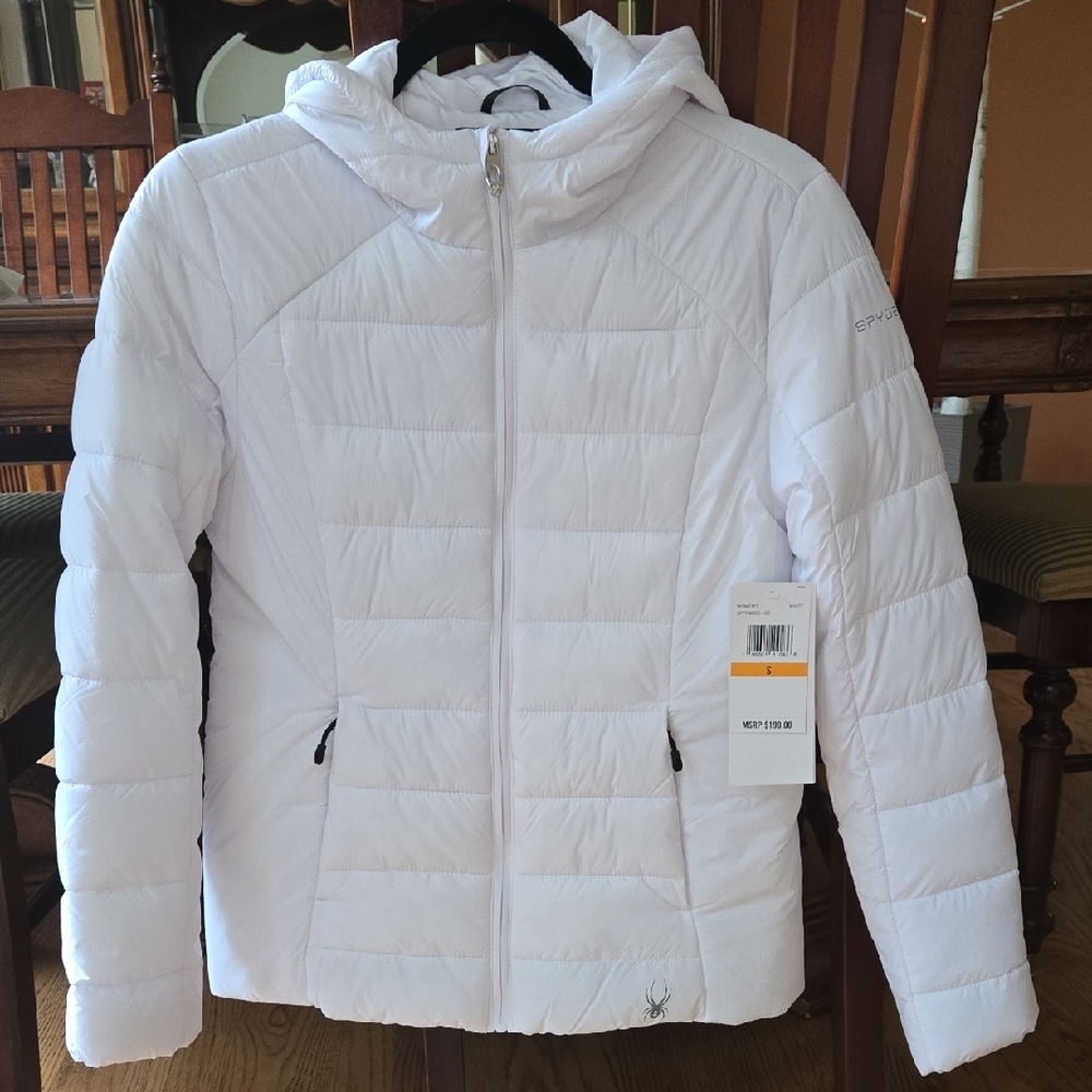 Spyder Women's Bright White Puffer Jacket, Small